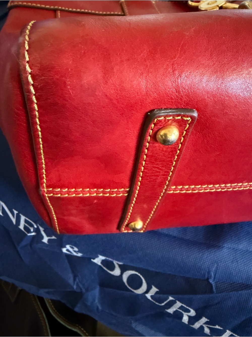 Dooney & Bourke Florentine Large Amelie Tote Red  Vachetta Leather - Picture 9 of 14
